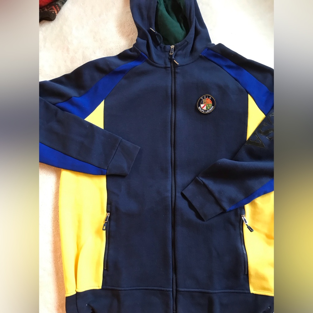 CUSTOMIZED-Polo Ralph Lauren Cookie Crest Navy Track Jacket Hoodie -Polo USA